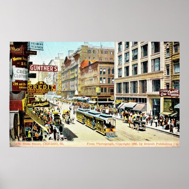 State Street, Chicago, Illinois 1905 Vintage Poster (Front)