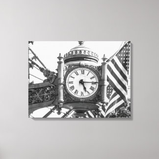 State Street Clock | Black and White Landscape Canvas Print