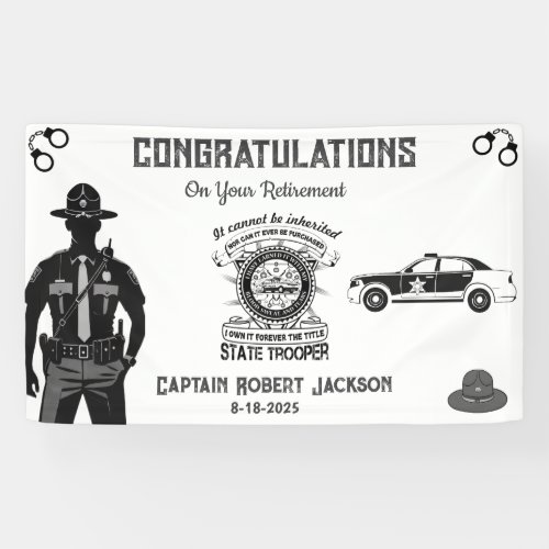  State Trooper Black Gold Retirement Banner