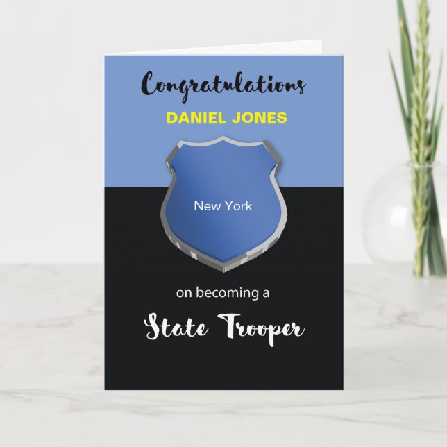 State Trooper, Congratulations, Custom Name/State Card (Front)