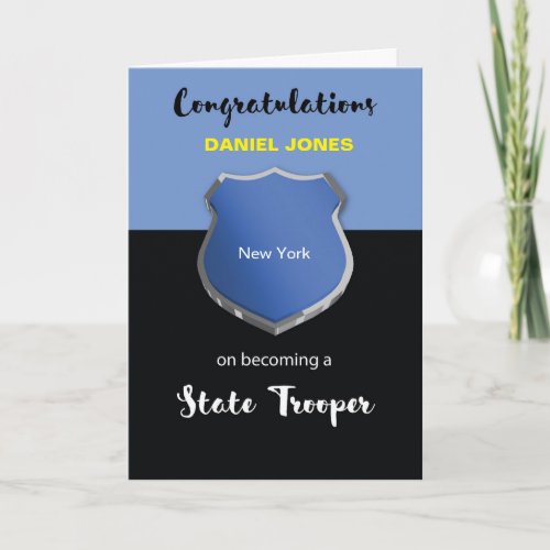 State Trooper Congratulations Custom NameState Card