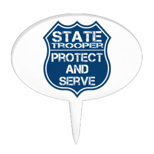 State Trooper Police Badge Protect and Serve Cake Topper