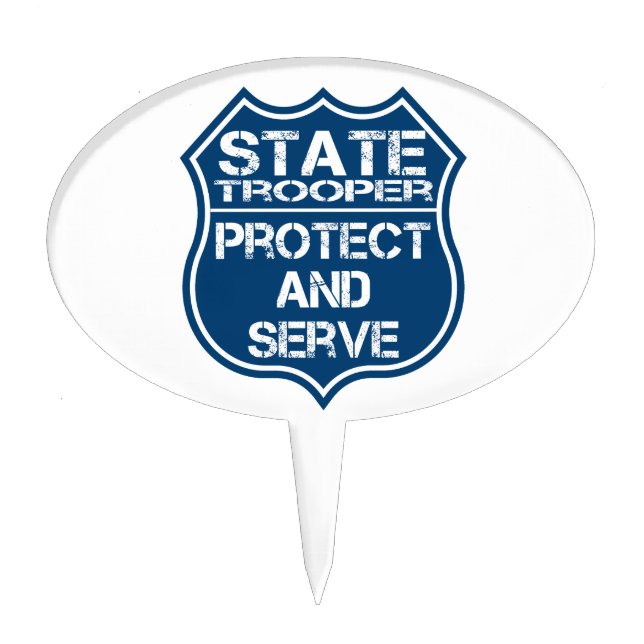 State Trooper Police Badge Protect and Serve Cake Topper (Front)