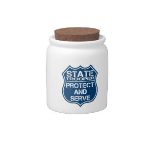 State Trooper Police Badge Protect and Serve Candy Jar