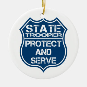 State Trooper Police Badge Protect and Serve Ceramic Ornament