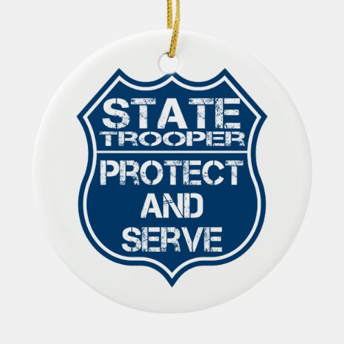 State Trooper Police Badge Protect and Serve Ceramic Ornament