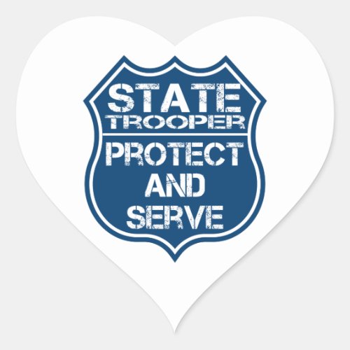 State Trooper Police Badge Protect and Serve Heart Sticker