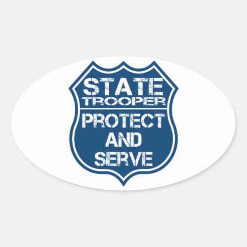 State Trooper Police Badge Protect and Serve Oval Sticker