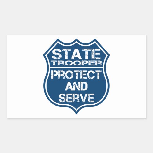 State Trooper Police Badge Protect and Serve Rectangular Sticker
