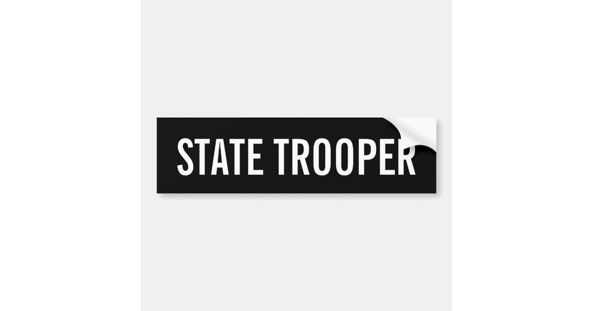 STATE TROOPER - White Logo Emblem Bumper Sticker | Zazzle