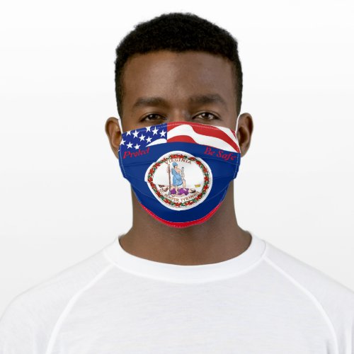 State Virginia Flag  w Stars  Stripes Adult Cloth Face Mask