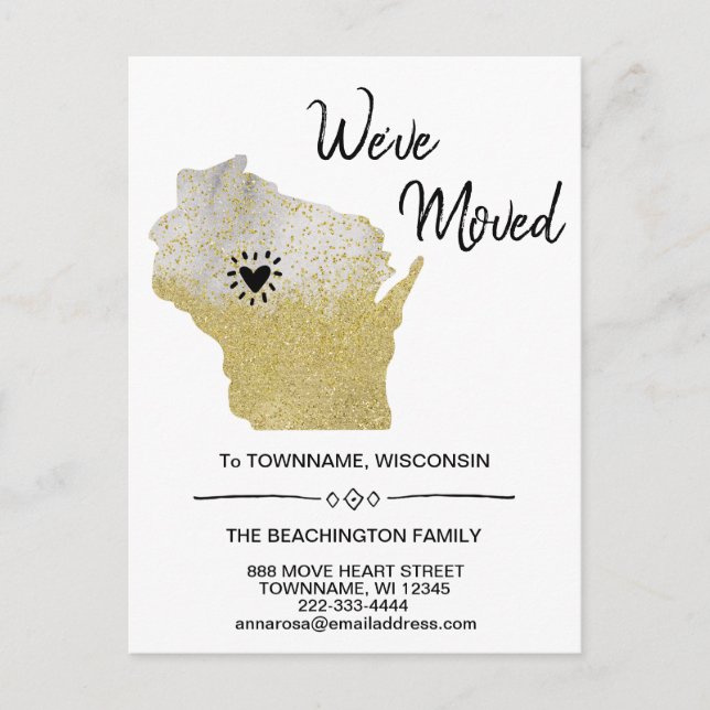*~* STATE WISCONSIN New Home Address Moving - Announcement Postcard (Front)
