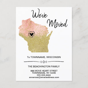 *~* STATE WISCONSIN New Home Address Moving * Announcement Postcard