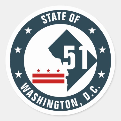 Statehood for Washington DC Logo Button Classic Round Sticker