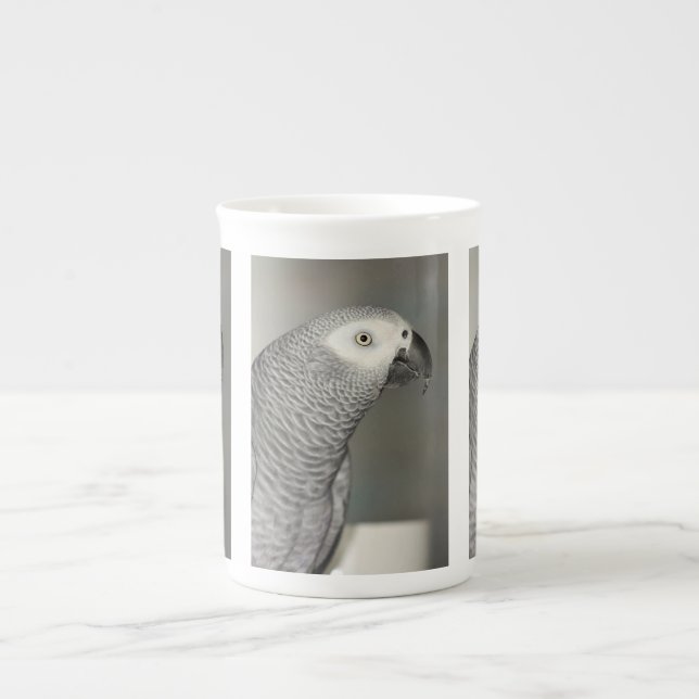 Stately African Grey Parrot Bone China Mug (Front)