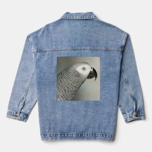 Stately African Grey Parrot Denim Jacket