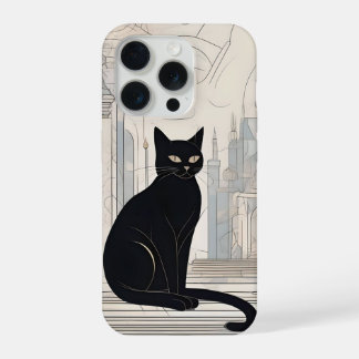 Stately black cat, digital art iPhone 15 pro case