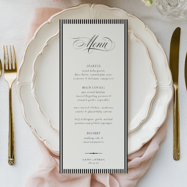 STATELY Calligraphy Stripes Wedding Menu (Creator Uploaded)
