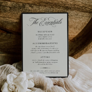 Stately Calligraphy Wedding Details Card
