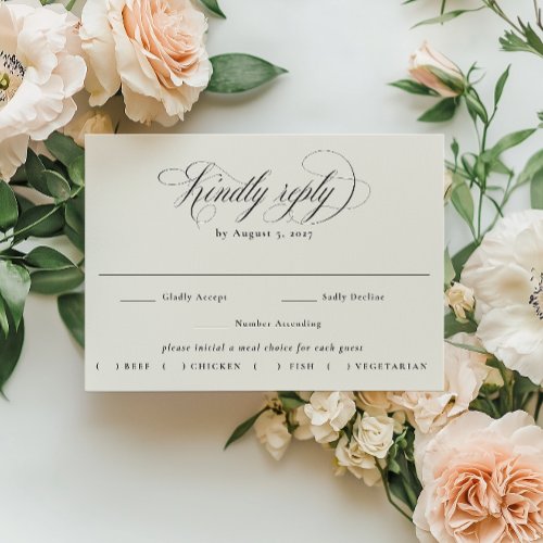 Stately Calligraphy Wedding Meal Choice