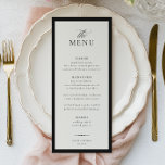 STATELY CALLIGRAPHY Wedding Menu<br><div class="desc">STATELY CALLIGRAPHY,  black onyx and soft ecru,  wedding menu. Features,  elegant black calligraphy and serif typography and black onyx frame detail. Colors can be customized by using the design tool feature.</div>