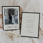 STATELY CALLIGRAPHY Wedding Photo Thank You Card<br><div class="desc">STATELY CALLIGRAPHY,  wedding photo thank you card. Elegant classic calligraphy "Thank You" in onyx black with single photo on front,  soft ecru cream color backgrounds.</div>