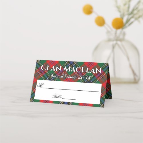 Stately Clan MacLean Tartan Motto Place Card