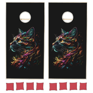 Stately Feline Profile  Cornhole Set