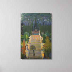 Stately Garden in Mallorca (by Santiago Rusiñol) Canvas Print