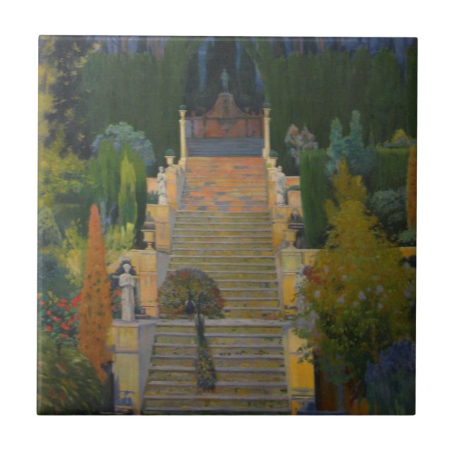 Stately Garden in Mallorca (by Santiago Rusiñol) Ceramic Tile (Front)