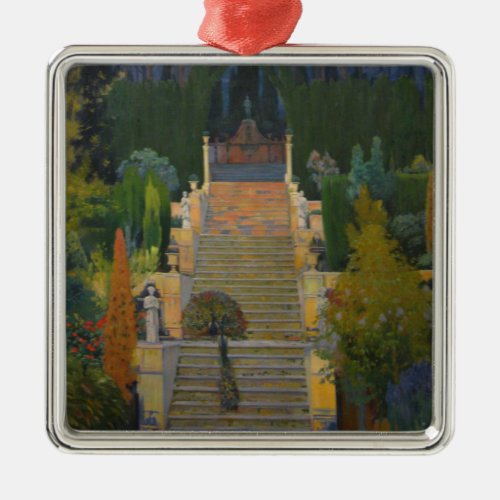 Stately Garden in Mallorca by Santiago Rusiol Metal Ornament