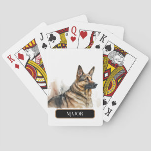 Stately German Shepard Dog Personalize Poker Cards