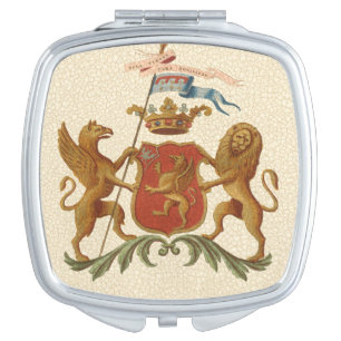 Stately Heraldic Badge with Griffin and Lion Compact Mirror