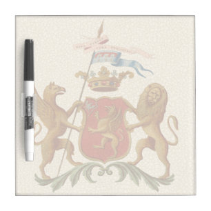 Stately Heraldic Badge with Griffin and Lion Dry Erase Board
