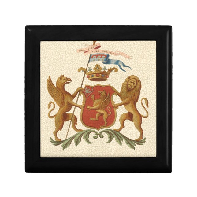 Stately Heraldic Badge with Griffin and Lion Gift Box (Front)