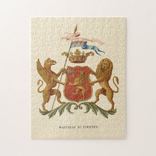 Stately Heraldic Badge with Griffin and Lion Jigsaw Puzzle