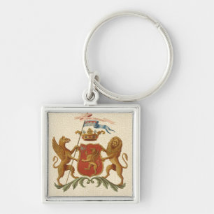 Stately Heraldic Badge with Griffin and Lion Keychain