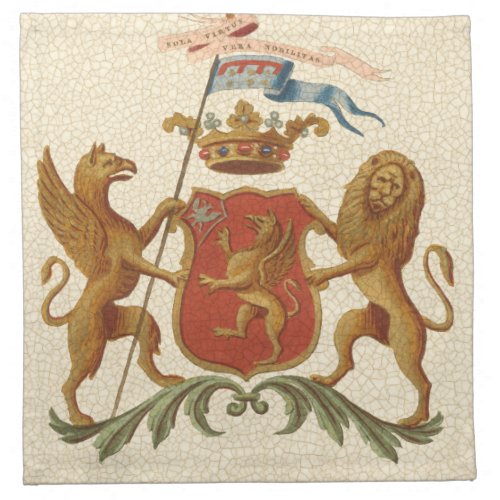 Stately Heraldic Badge with Griffin and Lion Napkin