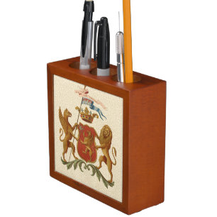 Stately Heraldic Badge with Griffin and Lion Pencil Holder