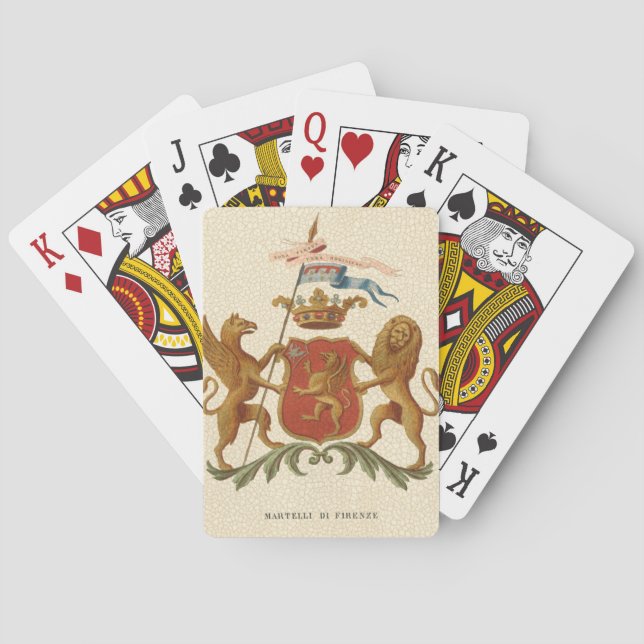 Stately Heraldic Badge with Griffin and Lion Poker Cards (Back)