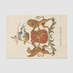 Stately Heraldic Badge with Griffin and Lion Tissue Paper