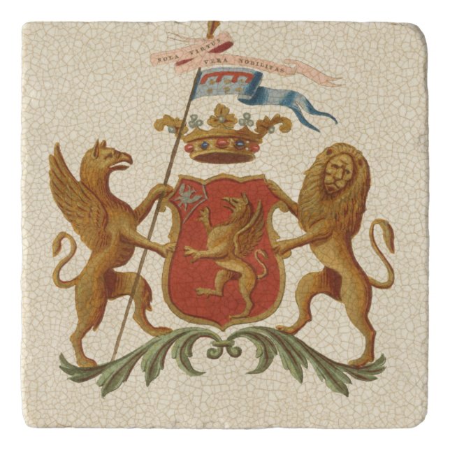 Stately Heraldic Badge with Griffin and Lion Trivet (Front)