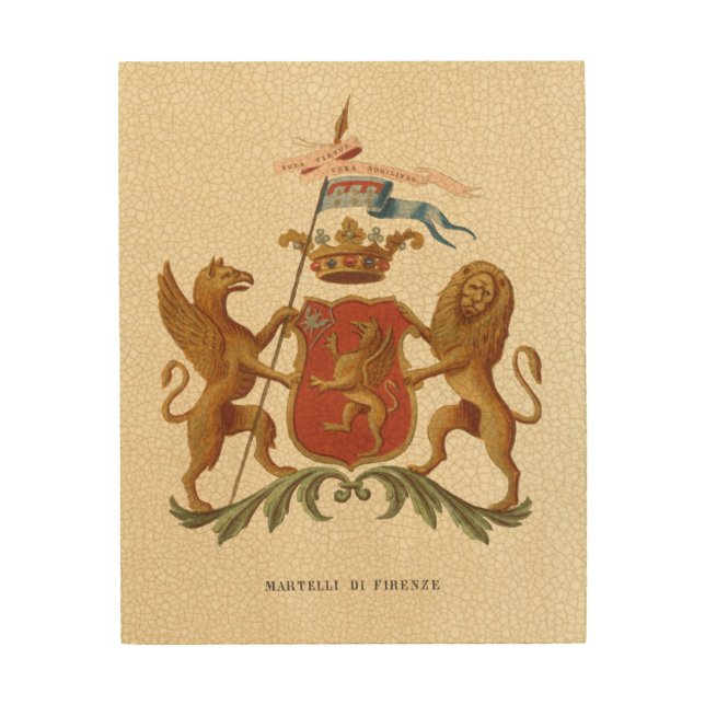 Stately Heraldic Badge with Griffin and Lion Wood Wall Art (Front)