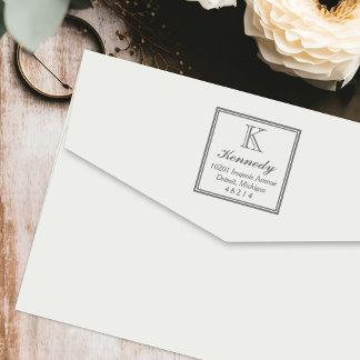 Stately Square Monogram Initial Return Address Self-inking Stamp