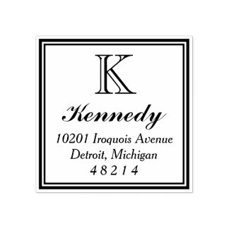 Stately Square | Monogram Return Address Rubber Stamp
