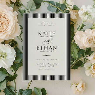 Stately Stripes Frame Wedding Invitation