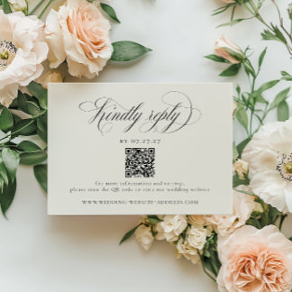 Stately Stripes Wedding QR Code RSVP Card