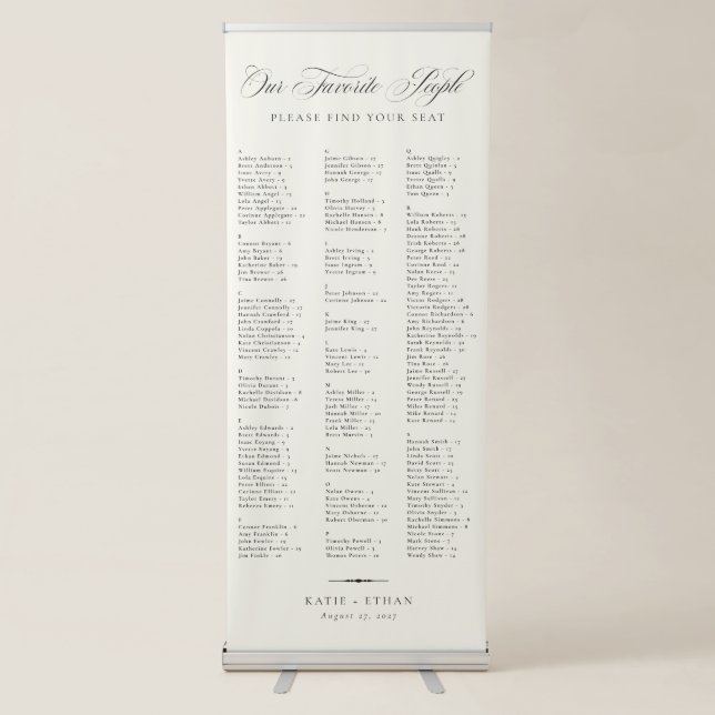 STATELY Wedding Alphabetical Seating Chart Retractable Banner (Front)