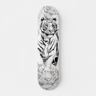 Stately White Tiger Skateboard