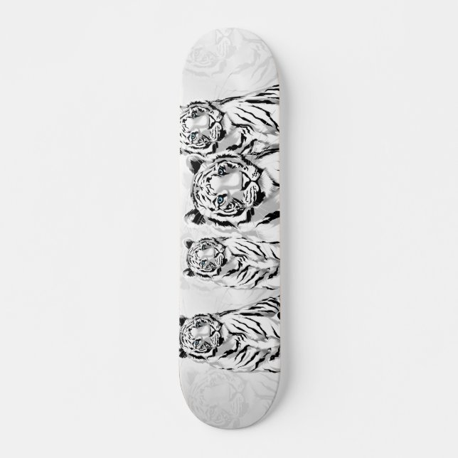 Stately White Tiger Skateboard Deck (Front)